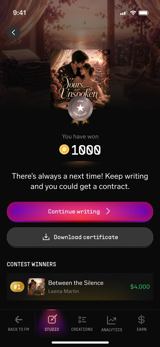 Contest result in progress